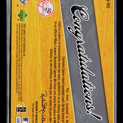2007 Upper Deck Sweet Spot Sweet Swatch Roger Clemens #SW-RO Game-Used Mem