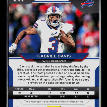 2020 Panini Prizm Football Gabriel Davis #312 Green Pulsar RC Auto
