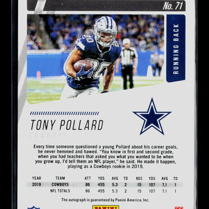 2020 Panini Prestige Tony Pollard #71 Xtra Points Auto