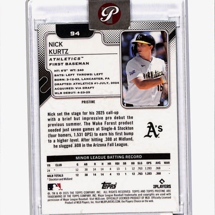 2025 Topps Pristine Nick Kurtz #94 RC