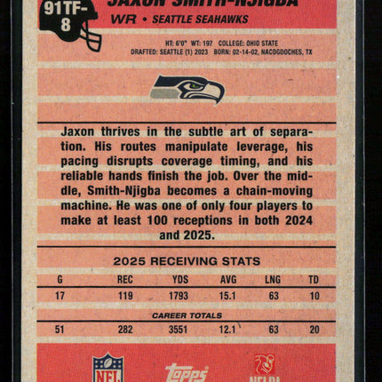 2026 Topps 1991 Topps Football Jaxon Smith-Njigba #91TF-8
