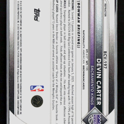 2025 Bowman Chrome Devin Carter #BCV-197 Refractor 420/499