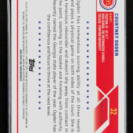 2023 Topps Chrome McDonald's All American Courtney Ogden #32 Aqua Wave /199
