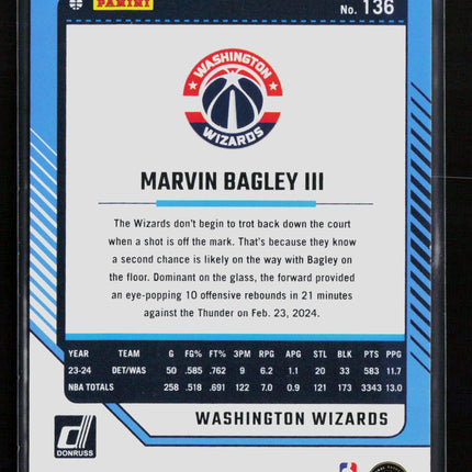 2024 Panini Donruss Marvin Bagley III #136 30/49