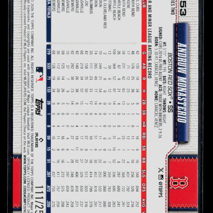 2026 Topps Andruw Monasterio #653 Purple /250