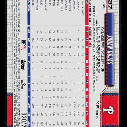2026 Topps Series Two Johan Rojas #637 Purple /250