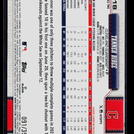 2026 Topps Series Two Tanner Bibee #618 Yellow /399