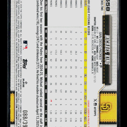 2026 Topps Series Two Michael King #558 Yellow Crackle /399