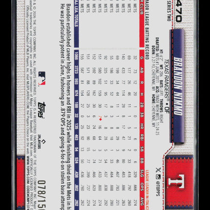2026 Topps Series Two Brandon Nimmo #470 Blue Foilboard /150