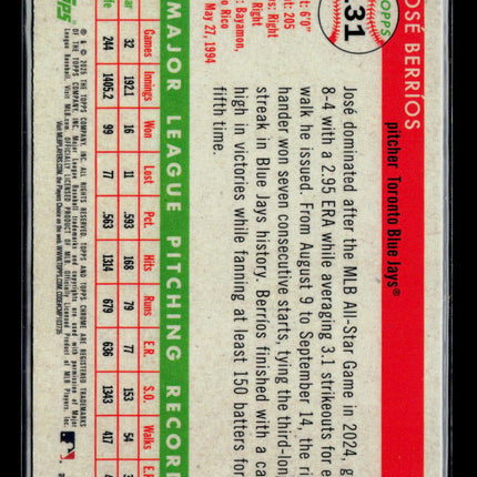 2025 Topps Chrome Platinum José Berríos #131 374/499