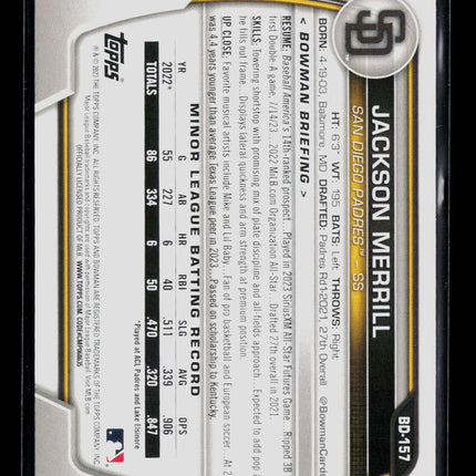 2023 Bowman Draft Jackson Merrill #BD-157 Fuchsia 046/199