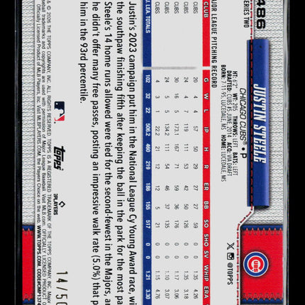 2024 Topps Series 2 Justin Steele #486 Gold Crackle /50