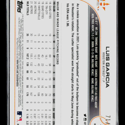 2022 Topps Chrome Luis Garcia #12 Green Sonar Refractor /99