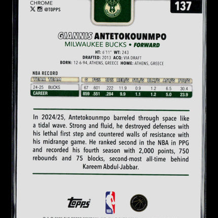 2025 Topps Chrome Giannis Antetokounmpo #137