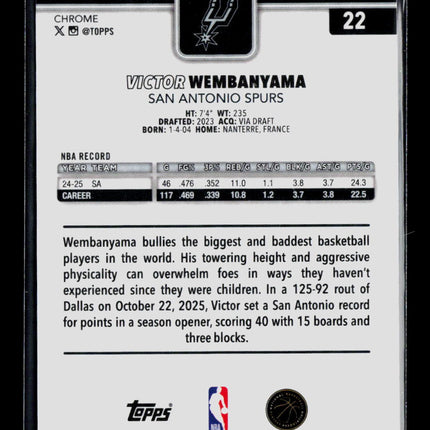2026 Topps Chrome Victor Wembanyama #22