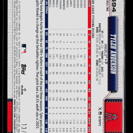 2026 Topps Series Two Tyler Anderson #694 Orange /25