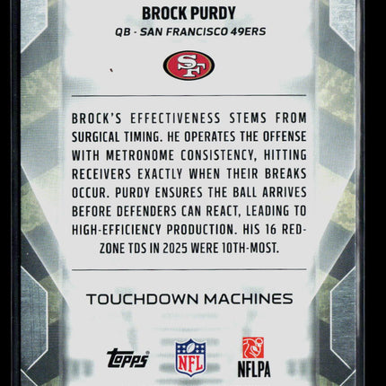 2026 Topps Touchdown Machines Brock Purdy #TM-33