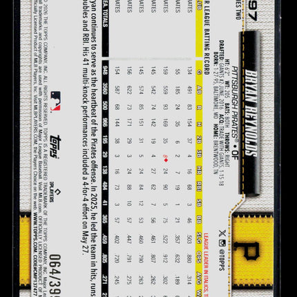 2026 Topps Series Two Bryan Reynolds #697 Yellow /399