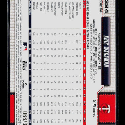2026 Topps Eric Wagaman #394 Yellow /399