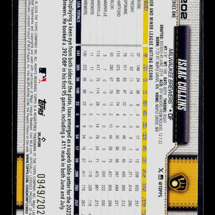 2026 Topps Series 1 Isaac Collins #202 Gold /2026