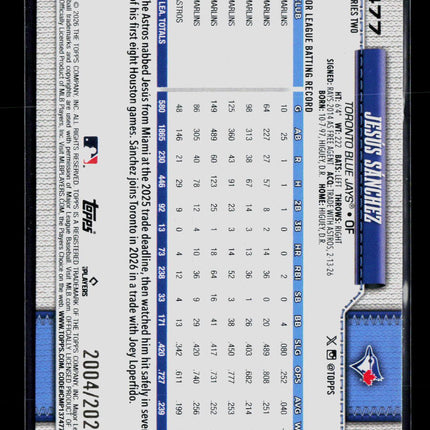 2026 Topps Series Two Jesús Sánchez #477 Gold /2026