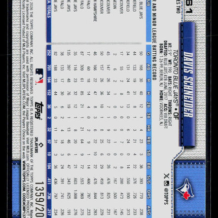 2026 Topps Series Two Davis Schneider #361 Gold /2026
