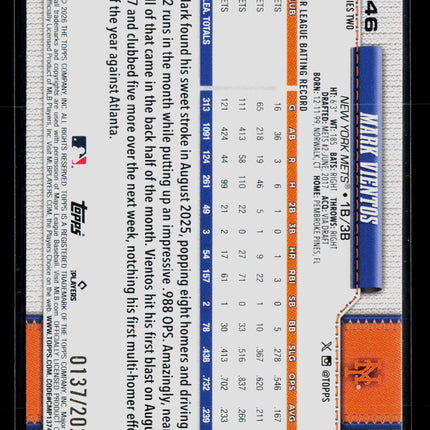 2026 Topps Series Two Mark Vientos #646 Gold /2026