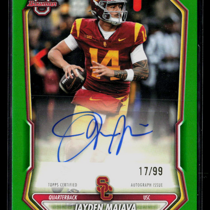 2026 Bowman University Football Jayden Maiava #BPPA-JMA Green 17/99 Auto