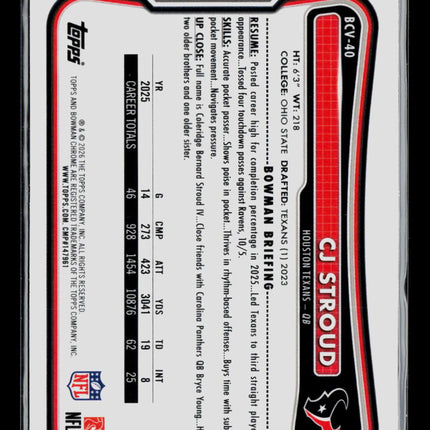 2026 Topps Bowman Chrome C.J. Stroud #BCV-40 Speckle