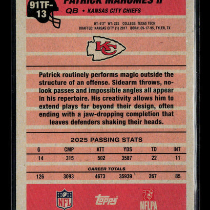 2026 Topps Patrick Mahomes II #91TF-13 Silver Cracked Ice
