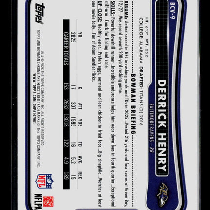 2025 Topps Bowman Chrome Derrick Henry #BCV-9 Speckle