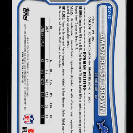2025 Bowman Chrome Amon-Ra St. Brown #BCV-32 Speckle