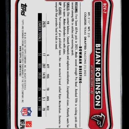 2026 Bowman Chrome Bijan Robinson #BCV-7 Mojo Refractor