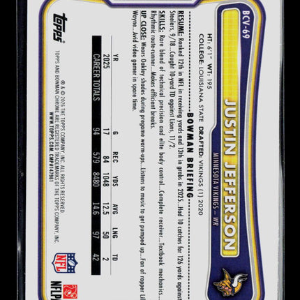 2026 Topps Bowman Chrome Justin Jefferson #BCV-69 Speckle