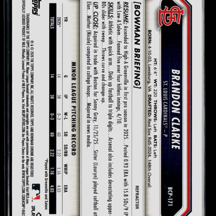 2026 Topps Bowman Chrome Brandon Clarke #BCP-171 Refractor 053/499