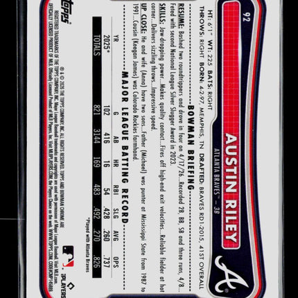 2025 Bowman Chrome Austin Riley #92 /399