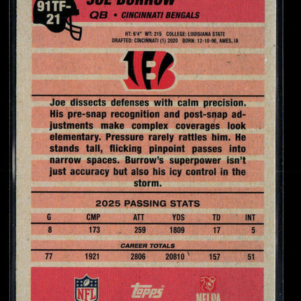 2026 Topps Joe Burrow #91TF-21 Silver Foilboard