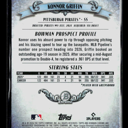 2026 Bowman Chrome Bowman Sterling Konnor Griffin #BST-7 Mojo Refractor