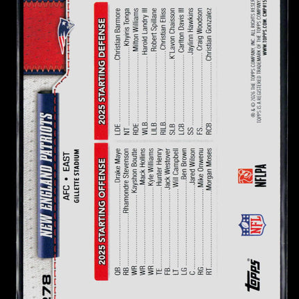 2026 Topps New England Patriots #278 Pink Foil