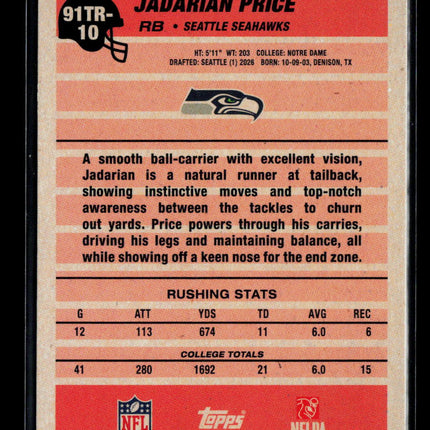 2026 Topps Jadarian Price #91TR-10 RC