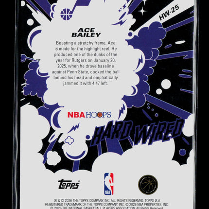 2026 Topps NBA Hoops Hard Wired Ace Bailey #HW-25 RC