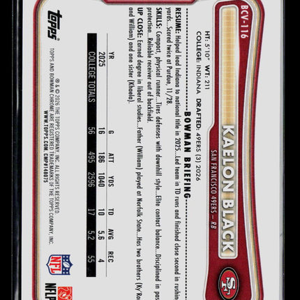 2026 Topps Bowman Chrome Kaelon Black #BCV-116 RC 95/99