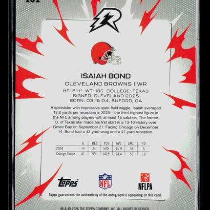 2026 Topps Resurgence Football Isaiah Bond #202 RC Auto