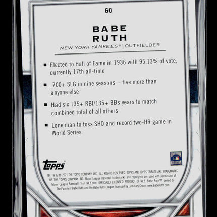 2021 Topps Tribute Babe Ruth #60 Green /99
