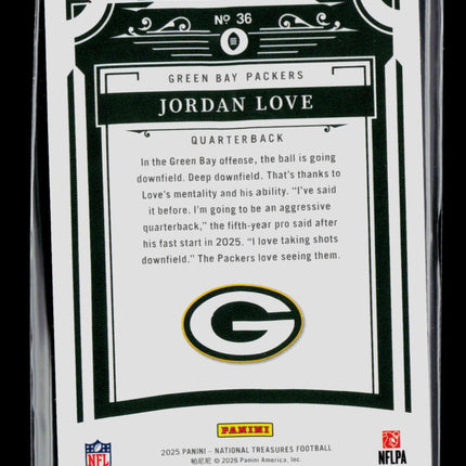 2026 Panini National Treasures Football Jordan Love #36 02/25