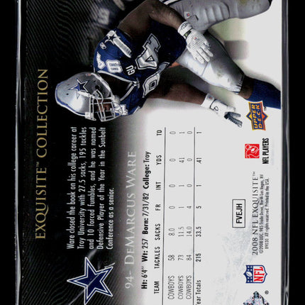 2008 Upper Deck Exquisite Collection Demarcus Ware #30 /75
