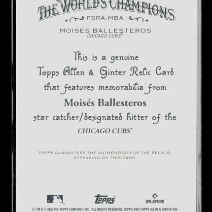 2026 Topps Allen & Ginter Moisés Ballesteros #FSRA-MBA Patch
