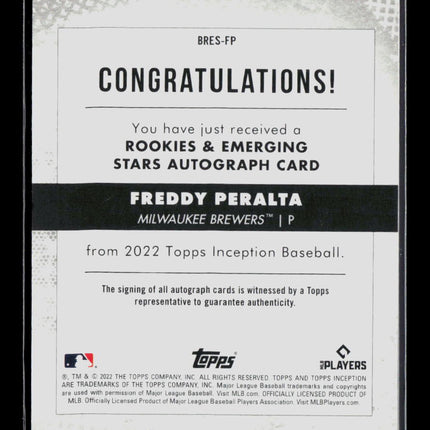 2022 Topps Inception Freddy Peralta #BRES-FP Green 120/125 Auto