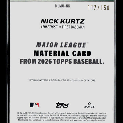 2026 Topps Nick Kurtz #MLMU-NK 117/150 Memorabilia