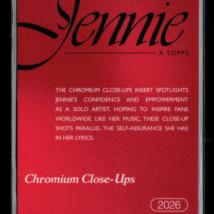 2026 Topps Chrome Jennie x Topps Chromium Close-Ups Jennie Insert #CC7 Refractor